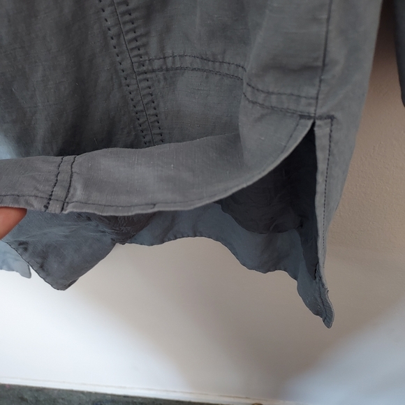 J. Jill Silk Linen Slate Blue Button Front Longline Jacket Lagenlook Layered - Picture 9 of 14